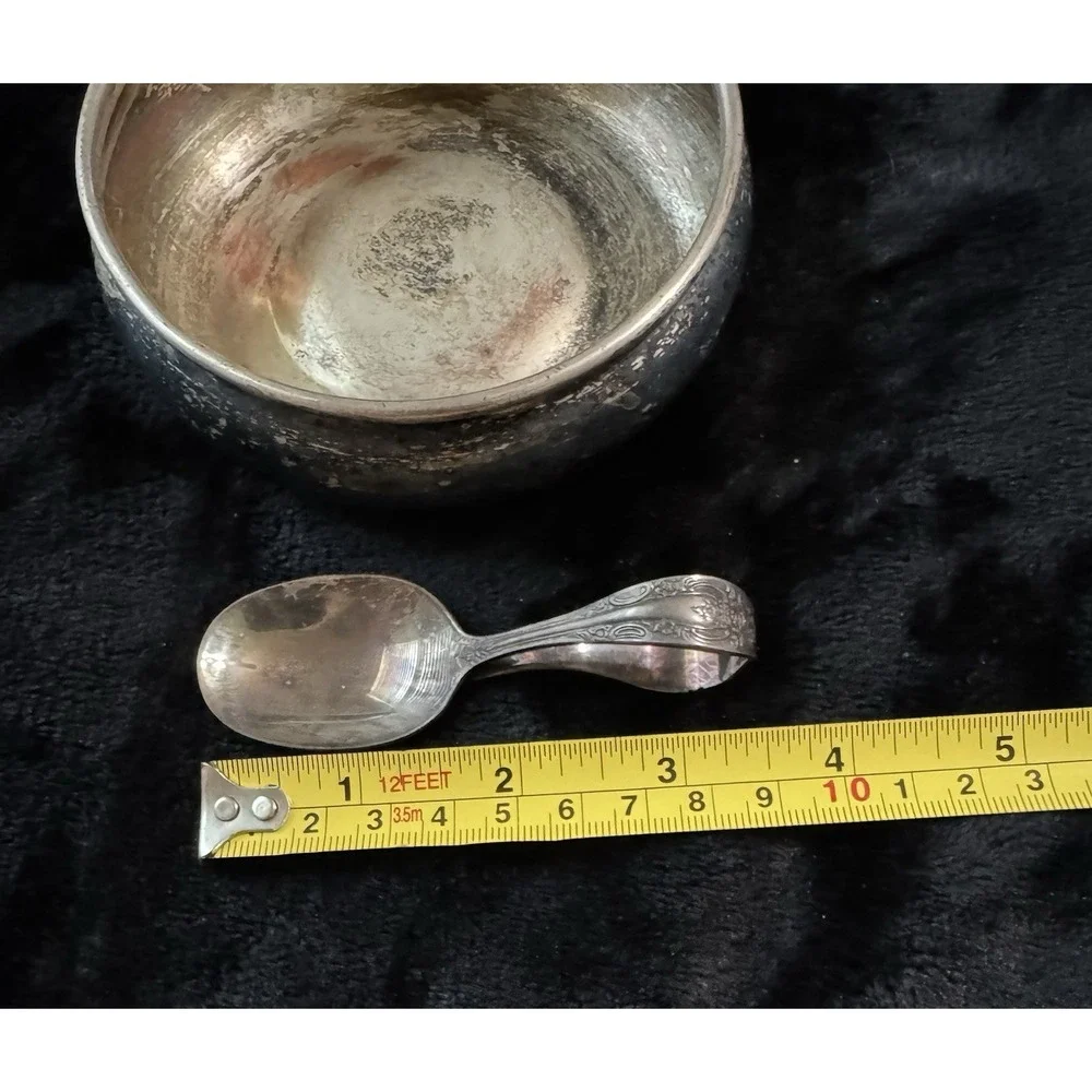 Vintage King Edward Silver Plated Copper Baby Bowl & Community Baby Spoon Set‎